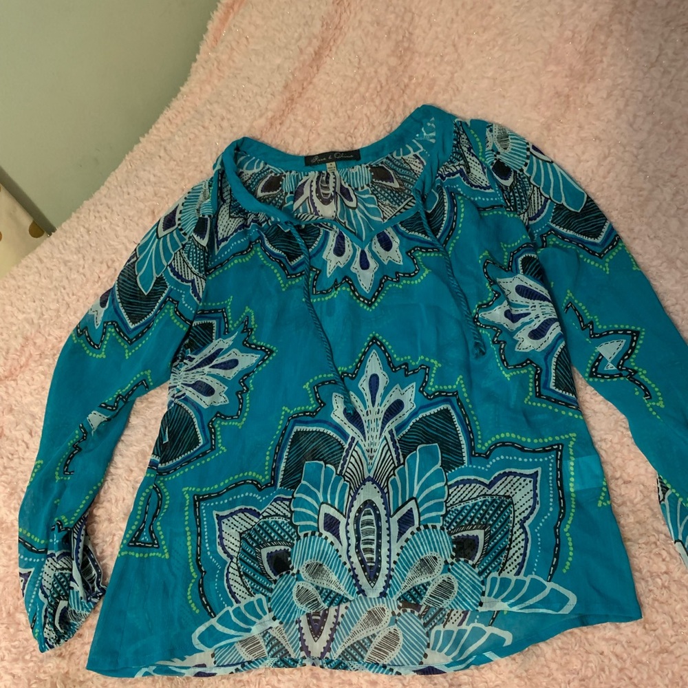 Sheer, long sleeve woman’s blouse with tie strings ❤️Bundle 3 pieces for $25